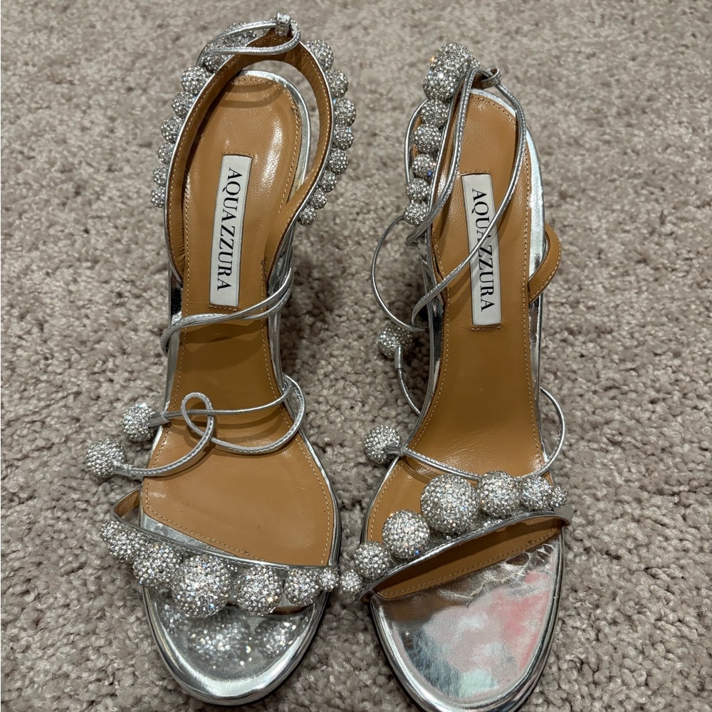 Aquazzura Silver Crystal Heels